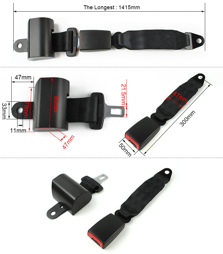 retractable 2 point seat belts